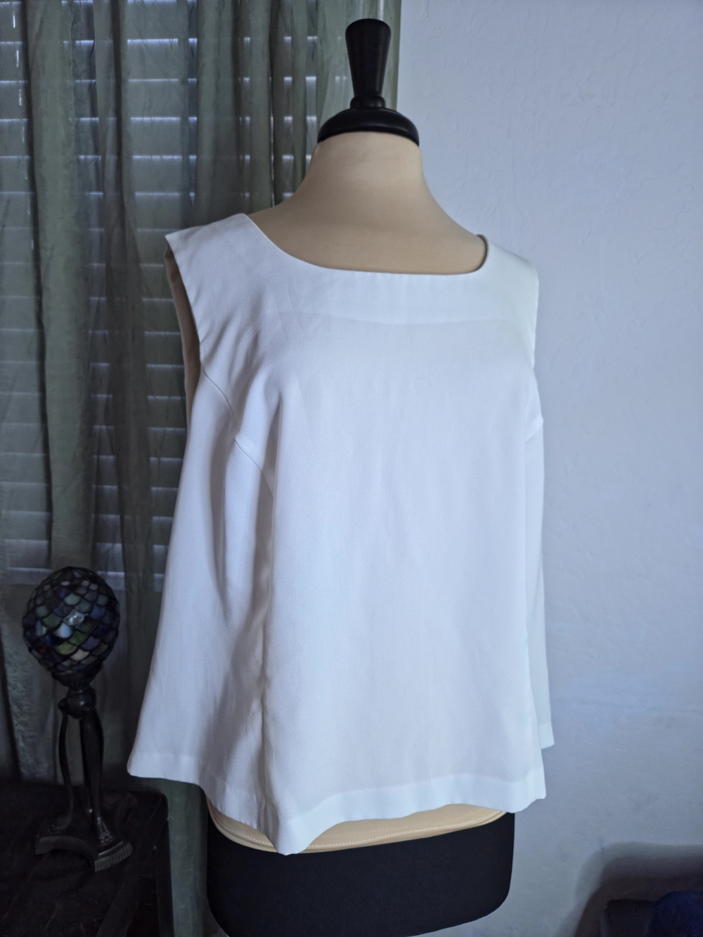 Vintage Dress Barn White Sleeveless Trapeze Blouse Scoop Neck Plus Size 20 #0446